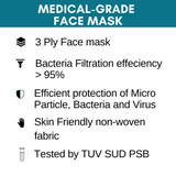 V Safe Disposable Medical/Surgical Face Mask Box of 50